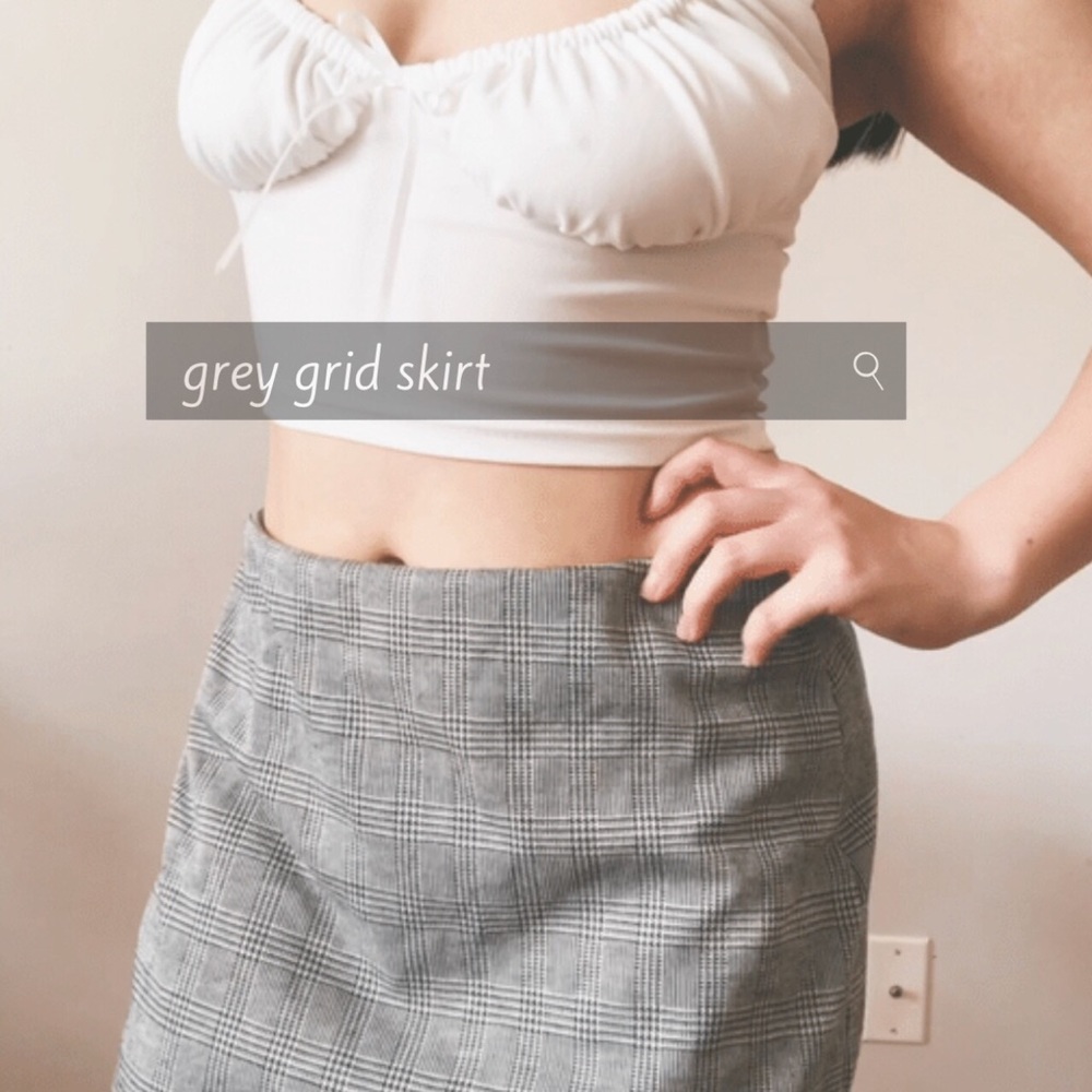 papaya grey grid skirt